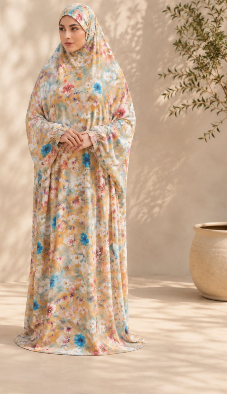 چادر نماز استین دار پارچه نخ سه بعدی