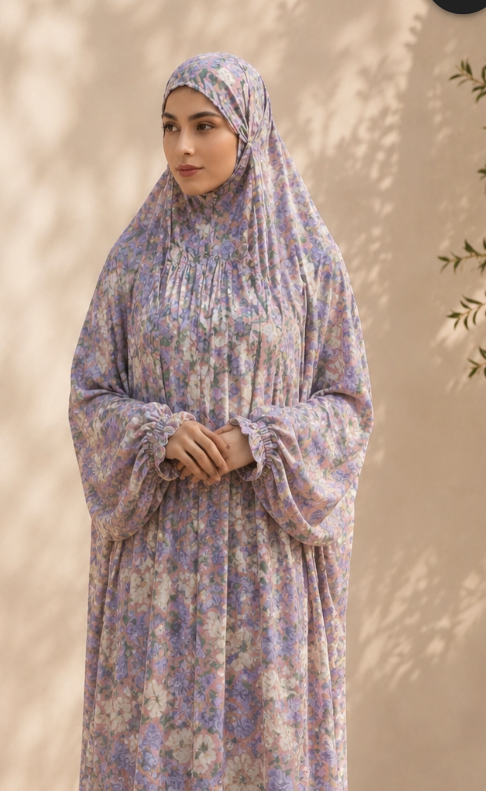 چادر نماز گلدار  استین دار  نخ ترك